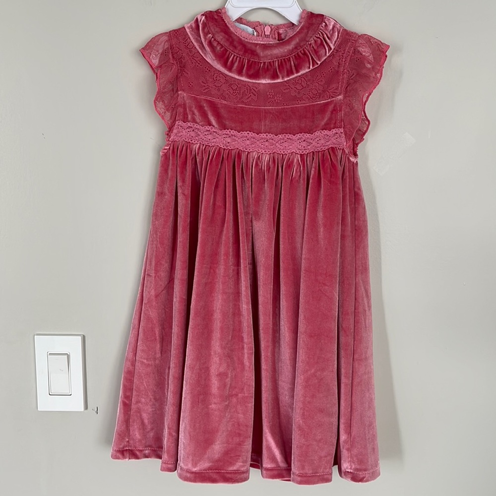 NWT Just Couture Velvet Pink Dress Baby Size 2